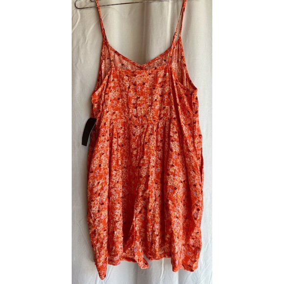 Market & Melrose Orange Floral Romper V-Neck Pockets Side Zipper Large NWT - Picture 8 of 15